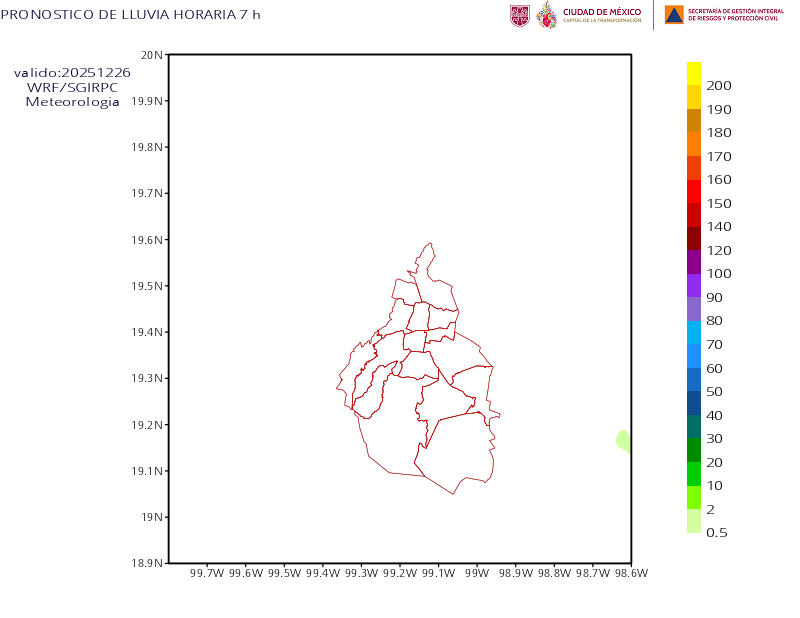 Animación del pronóstico de lluvia en CDMX